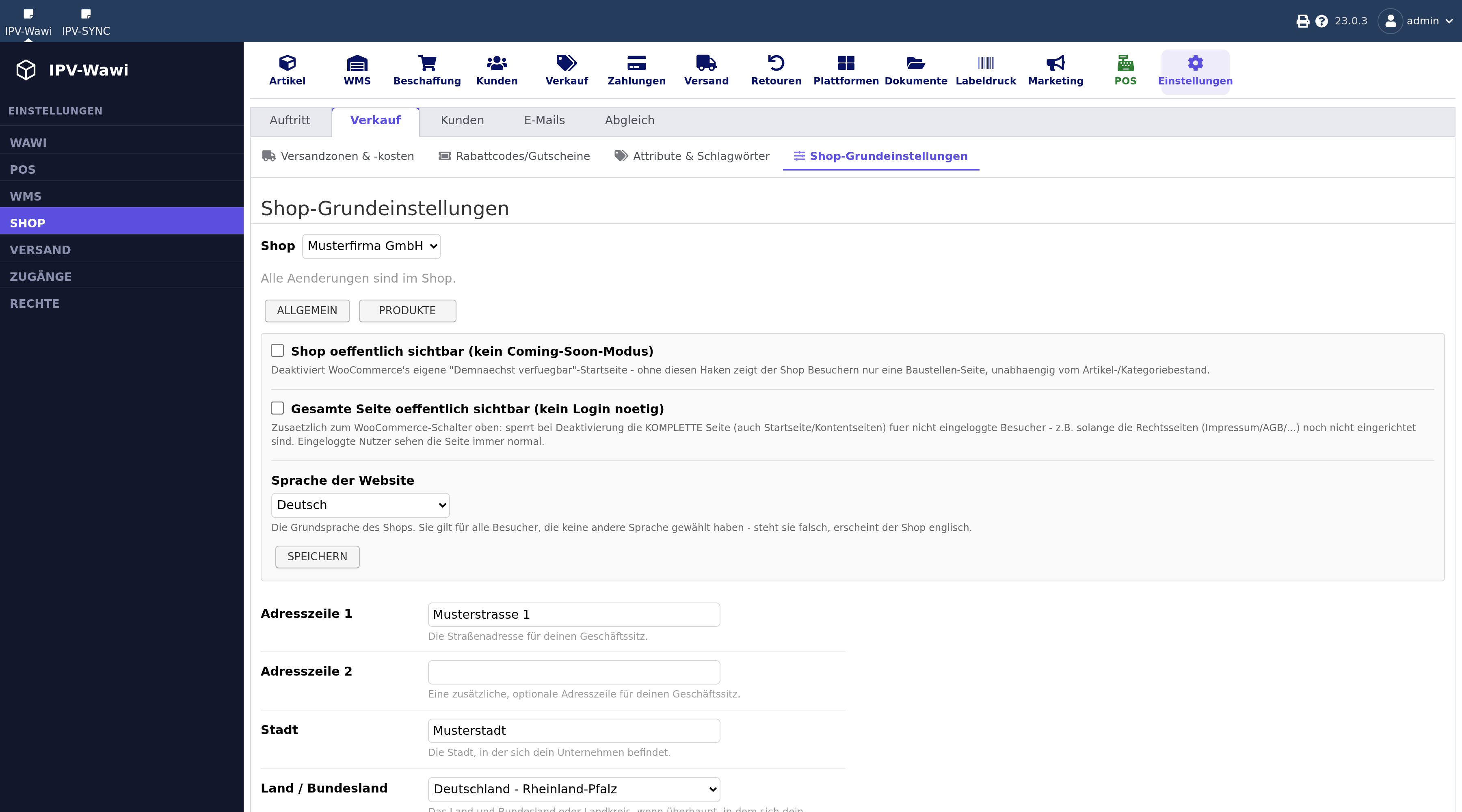 einst-woo-shop-settings